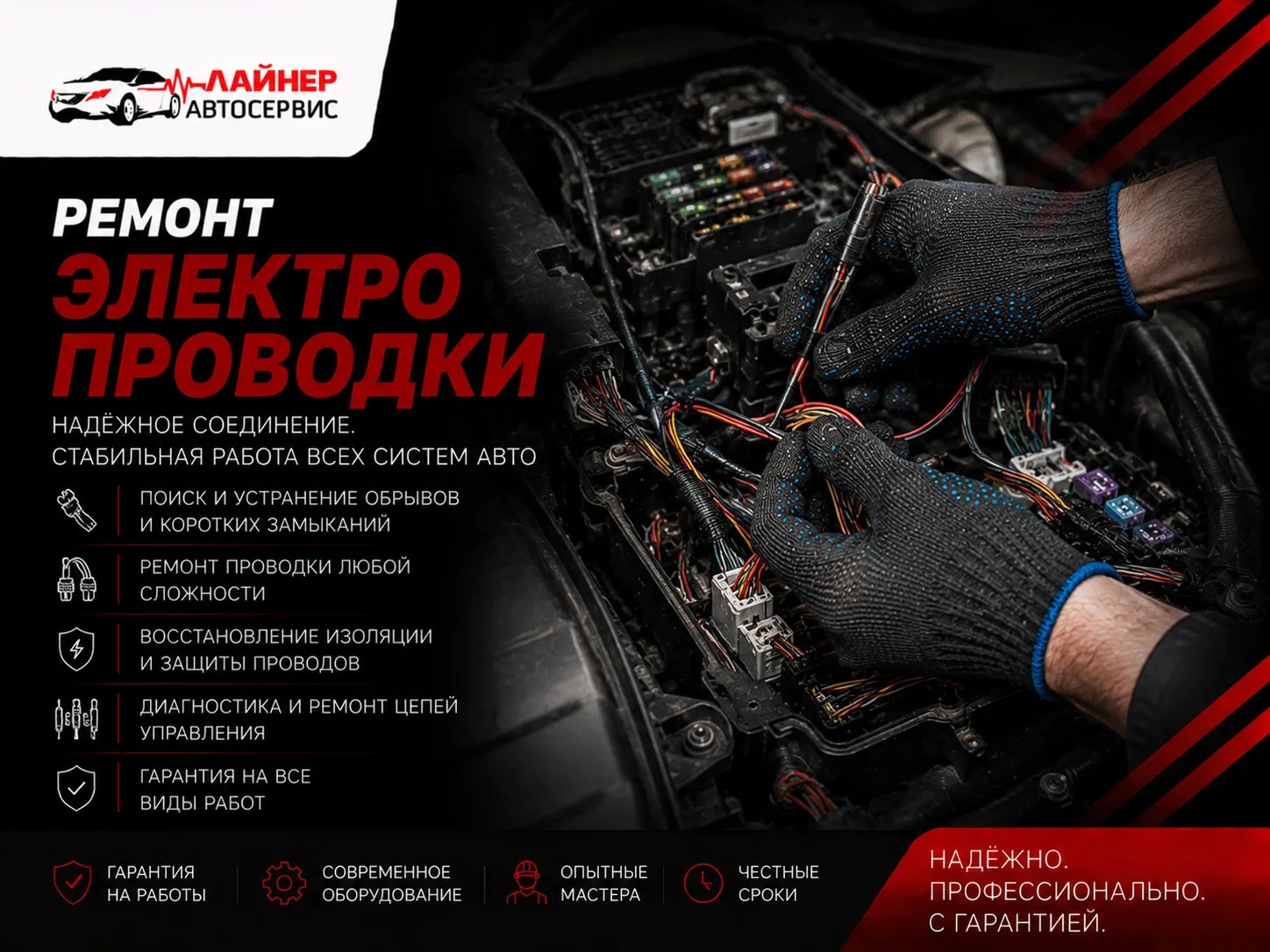 Ремонт электропроводки — СТО Лайнер