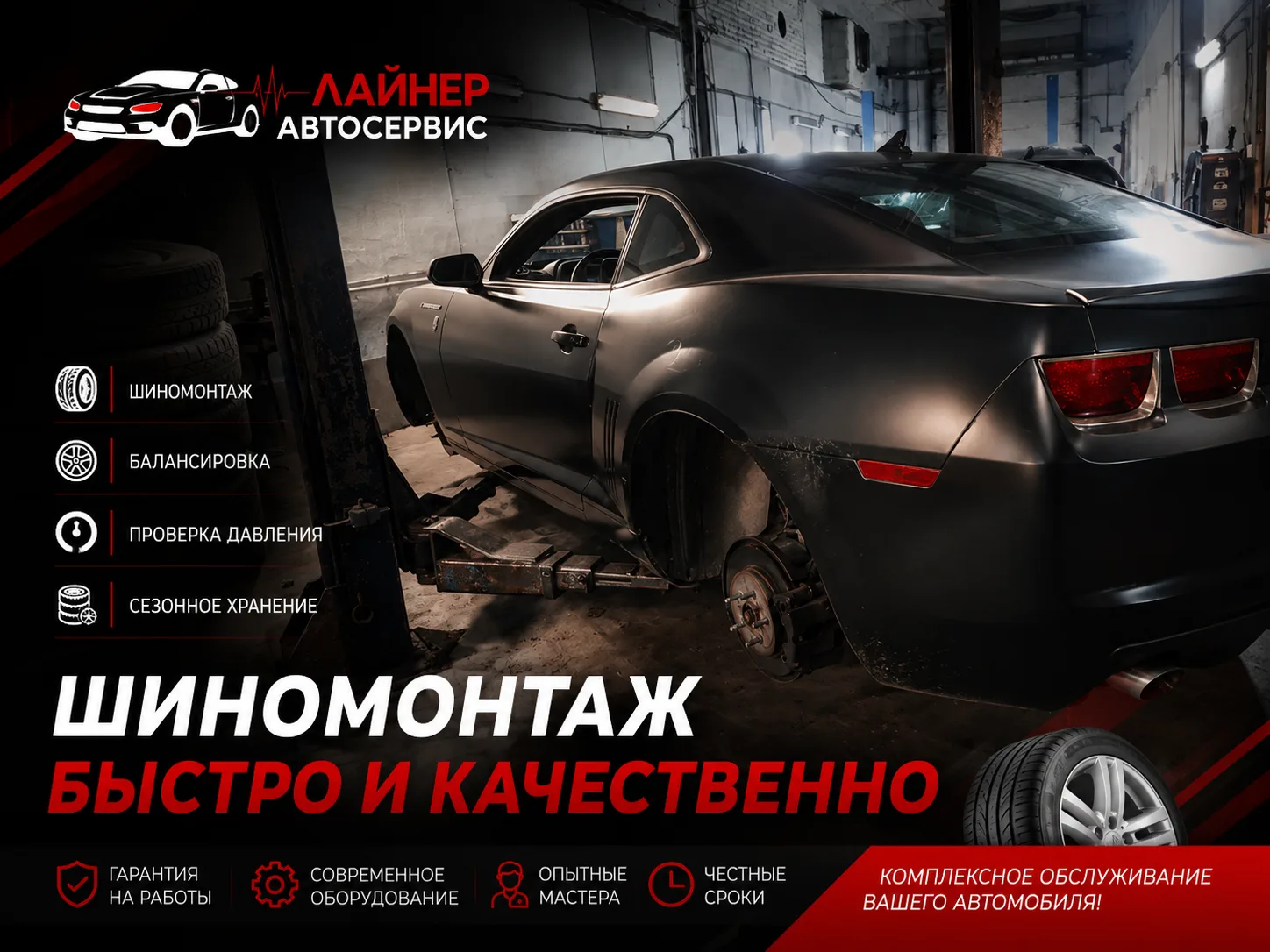 Шиномонтаж — СТО Лайнер